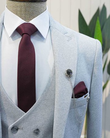 BYS Beystil Sivri Yaka Açıkgri Takım Elbise Elanor - Slim Fit