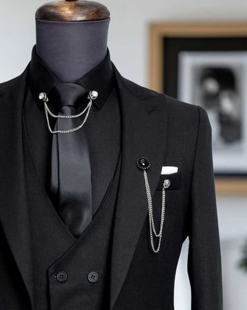 BYS Beystil Sivri Yaka Siyah Takım Elbise Nikol04- Slim Fit