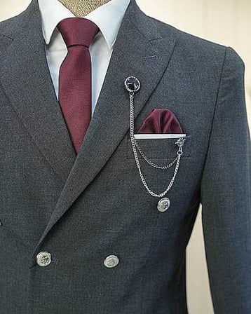 Beystil Sivri Yaka Gri Kruvaze Takım Elbise Nikol - Slim Fit