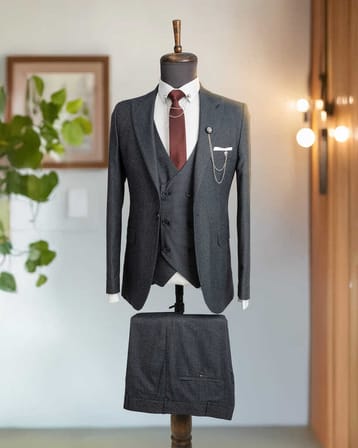 BYS Beystil Sivri Yaka Lacivert Takım Elbise Bezayak- Slim Fit