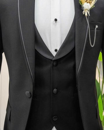 Beystil Mono Yaka Siyah Damatlık & Smokin Takım Y37 - Slim Fit