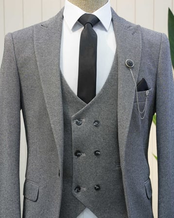 Beystil Sivri Yaka Koyu Gri Takım Elbise Elanor- Slim Fit
