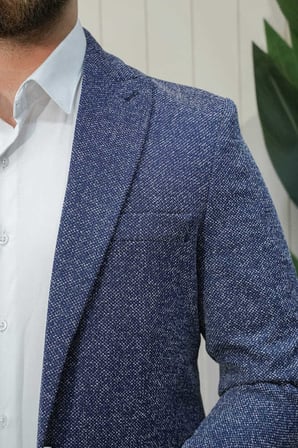 Beystil Sivri Yaka Kırçıllı Lacivert Blazer Ceket Britanya - Slim Fit