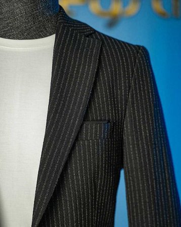 Beystil Siyah Spor Casual  Çizgili Takım Elbise Parodi -Slim Fit