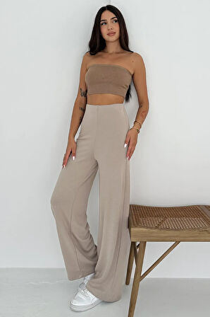 Viva Yüksek Bel Scuba Kumaş Düz Paça Taş Pantolon – Günlük Konfor ve Şıklık