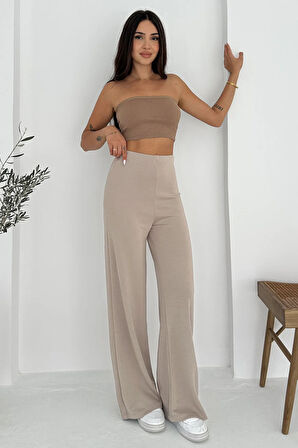 Viva Yüksek Bel Scuba Kumaş Düz Paça Taş Pantolon – Günlük Konfor ve Şıklık