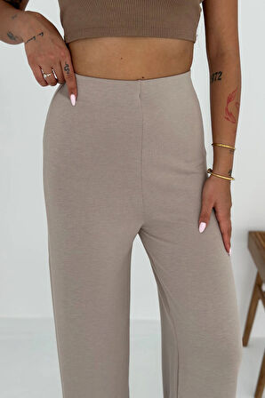 Viva Yüksek Bel Scuba Kumaş Düz Paça Taş Pantolon – Günlük Konfor ve Şıklık