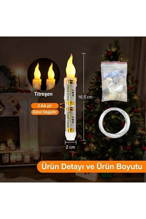 12'li Uzaktan Kumandalı Alevsiz Konik Titreşimli LED Mum Seti