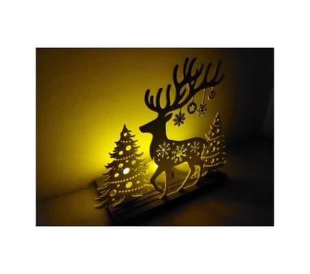 3d Noel Ağacı Ve Ren Geyiği Mumluk Yılbaşı Dekoru El Yapımı 3d Baskı Tasarım Beyaz