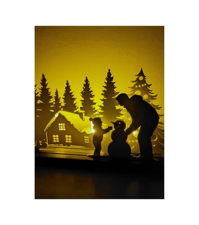 Baba Çocuk Noel Ağacı Mumluk 3d Baskı El Yapımı Yılbaşı Dekoru Aile Temalı Dekoratif Mumluk Beyaz