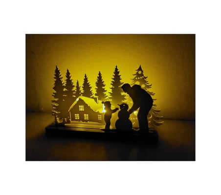 Baba Çocuk Noel Ağacı Mumluk 3d Baskı El Yapımı Yılbaşı Dekoru Aile Temalı Dekoratif Mumluk Beyaz
