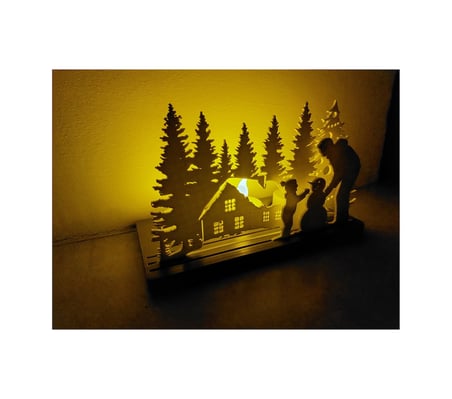 Baba Çocuk Noel Ağacı Mumluk 3d Baskı El Yapımı Yılbaşı Dekoru Aile Temalı Dekoratif Mumluk Beyaz
