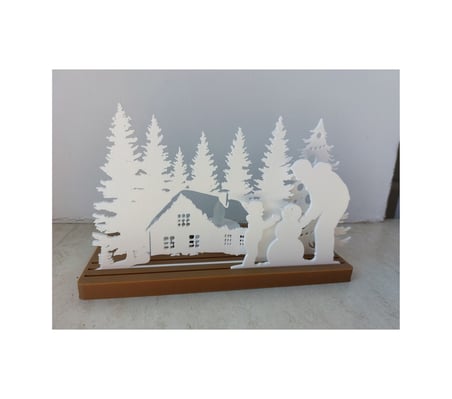 Baba Çocuk Noel Ağacı Mumluk 3d Baskı El Yapımı Yılbaşı Dekoru Aile Temalı Dekoratif Mumluk Beyaz