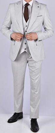 CRT 394 SLİMFİT YELEKLİ TAKIM ELBİSE/GRİ/52 BEDEN - 6 DROP