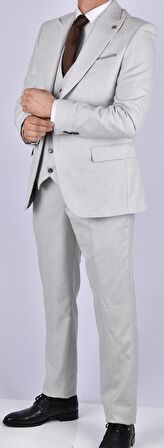 CRT 394 SLİMFİT YELEKLİ TAKIM ELBİSE/GRİ/52 BEDEN - 6 DROP