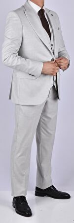 CRT 394 SLİMFİT YELEKLİ TAKIM ELBİSE/GRİ/52 BEDEN - 6 DROP