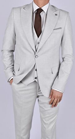 CRT 394 SLİMFİT YELEKLİ TAKIM ELBİSE/GRİ/52 BEDEN - 6 DROP