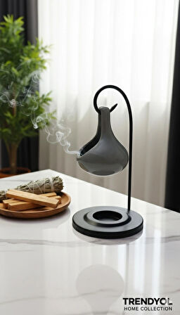 Seramik Askılı Buhurdanlık Füme Gri – Aromaterapi