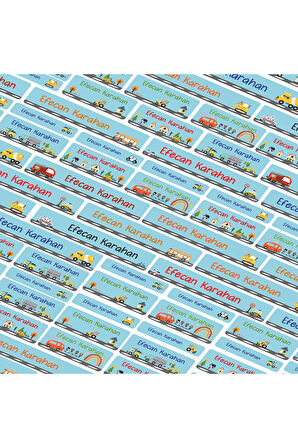 Okul için Kalem Defter Etiketi, Taşıt Konsept Etiketi - 116 Adet Opak Sticker