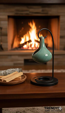 Seramik Askılı Buhurdanlık Oksit Yeşili – Aromaterapi