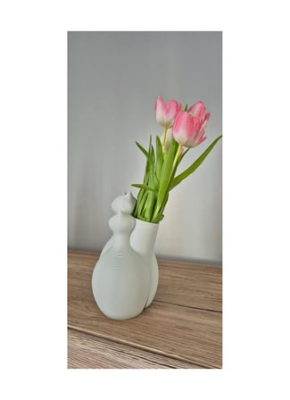 Kedili Dekoratif 3d Vazo Sevimli Kedi Figürlü Modern Tasarım Beyaz