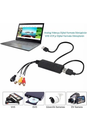 4 Kanal USB EasyCap Video DVR Yakalama ve Kayıt Kartı (RCA / BNC Uyumlu)