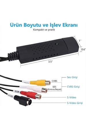 4 Kanal USB EasyCap Video DVR Yakalama ve Kayıt Kartı (RCA / BNC Uyumlu)