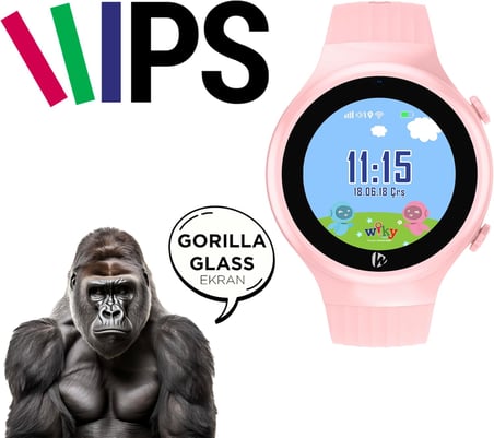 Wiky Watch 5S Çocuk Akıllı Saat - Görüntülü Arama, Gps, Sos, Sağlık Takibi, Nabız Ölçer, Spo2Ölçer, Adımsayar, Güvenli Alan, Gorilla Glass Dokunmatik Ekran, Güvenli Liste, IP67 Suya Dayanıklı (Pembe)
