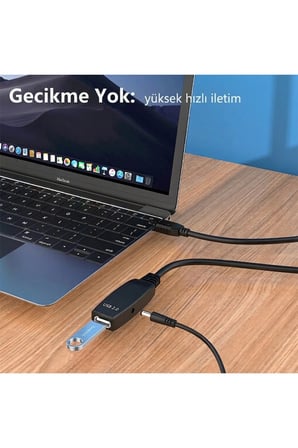 15 Metre USB 2.0 Sinyal Güçlendirici Çipli Profesyonel Uzatma Kablosu
