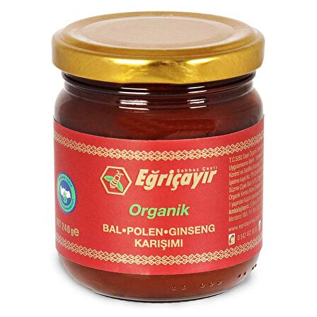 Organik Bal-Polen-Ginseng Karışımı (225 gr) - Eğriçayır