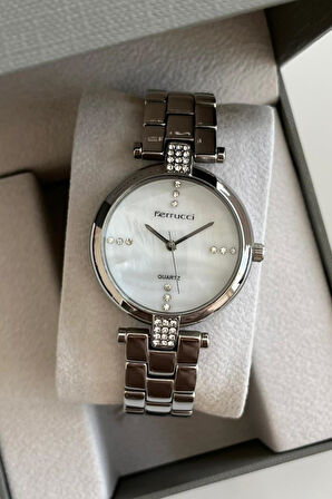 Ferrucci Gümüş Renk Taşlı Kadın Kol Saati