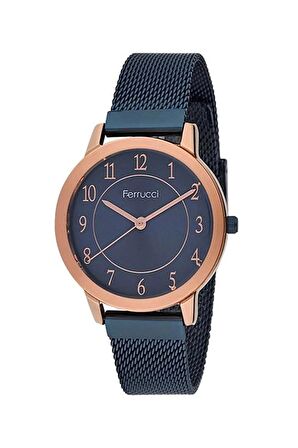 Ferrucci Lacivert Klasik Model 1. Sınıf Çelik Kadın Kol Saat