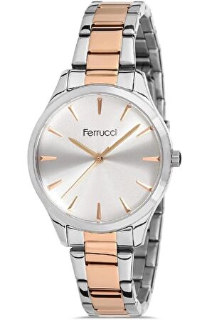 Ferrucci 1. Sınıf Çelik Sade Şık Kadın Kol Saat+Bileklik Hediyeli