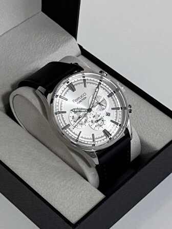 FERRUCCİ ERKEK KOL SAATİ ÇELİK KASA DAYANIKLI DERİ KORDON 30 METRE SUYA DAYANIKLI