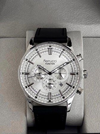 FERRUCCİ ERKEK KOL SAATİ ÇELİK KASA DAYANIKLI DERİ KORDON 30 METRE SUYA DAYANIKLI