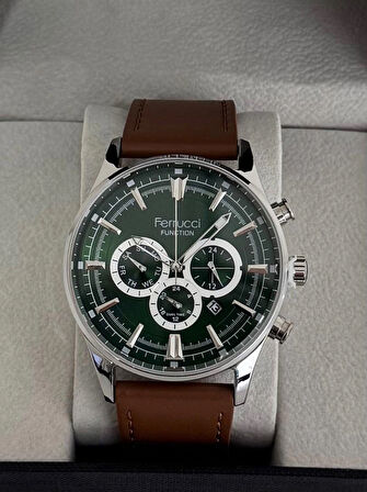 FERRUCCİ ERKEK KOL SAATİ ÇELİK KASA DAYANIKLI DERİ KORDON 30 METRE SUYA DAYANIKLI