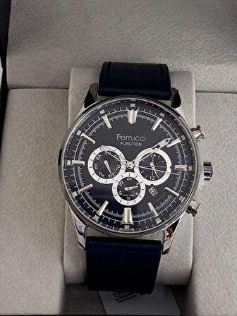 FERRUCCİ ERKEK KOL SAATİ ÇELİK KASA DAYANIKLI DERİ KORDON 30 METRE SUYA DAYANIKLI