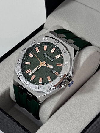 FERRUCCİ ERKEK KOL SAATİ ÇELİK KASA DAYANIKLI SİLİKON KORDON 30 METRE SUYA DAYANIKLI