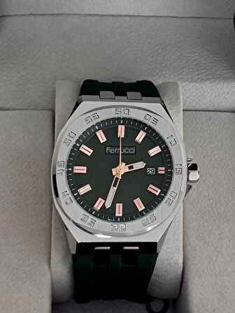 FERRUCCİ ERKEK KOL SAATİ ÇELİK KASA DAYANIKLI SİLİKON KORDON 30 METRE SUYA DAYANIKLI