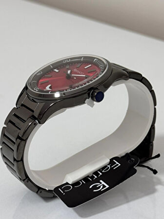 FERRUCCİ ERKEK KOL SAATİ İÇİ KIRMIZI BOMBELİ CAM ÇELİK KASA 30 METRE SUYA DAYANIKLI