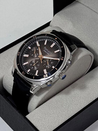 FERRUCCİ ERKEK KOL SAATİ ÇELİK KASA DAYANIKLI DERİ KORDON 30 METRE SUYA DAYANIKLI