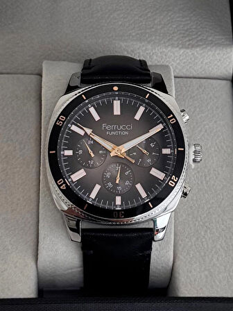 FERRUCCİ ERKEK KOL SAATİ ÇELİK KASA DAYANIKLI DERİ KORDON 30 METRE SUYA DAYANIKLI