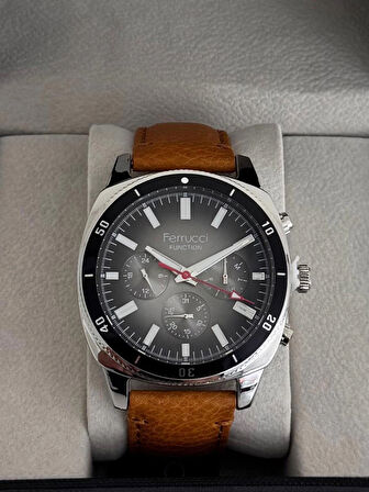 FERRUCCİ ERKEK KOL SAATİ ÇELİK KASA DAYANIKLI DERİ KORDON 30 METRE SUYA DAYANIKLI