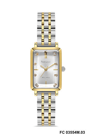 Ferrucci FC03554M.3  Gri Gold Köşeli 20 mm Kadın Kol Saati