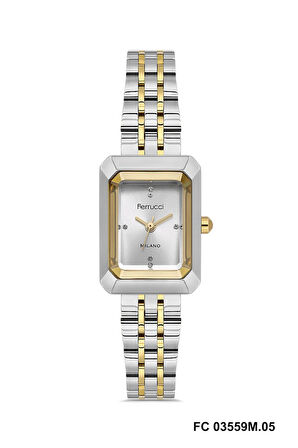 Ferrucci FC03559M.05 Gri  Gold Köşeli 20 mm Kadın Kol Saati