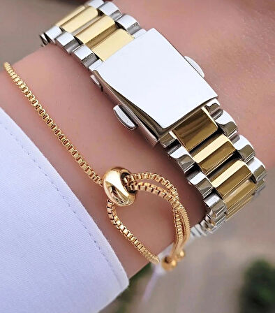 Ferrucci Rolex Kasa Çelik Kadın Kol Saati+Bileklik Hediye