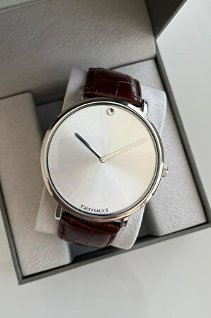 Ferrucci Kahverengi Klasik Deri Kayışlı Erkek Kol Saati