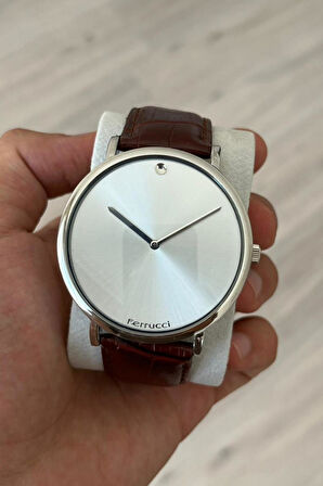 Ferrucci Kahverengi Klasik Deri Kayışlı Erkek Kol Saati