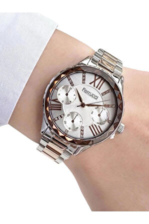Ferrucci Rosegold Taşlı Model Kadın Kol Saat Kombin+%100 Çelik Kolye Hediye