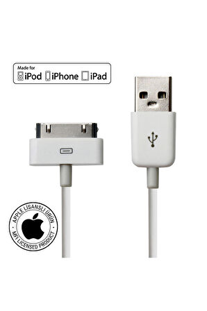 Mirax SDE-4100 Apple Lisanslı iPhone, iPod, iPad Uyumlu 30 Pin Şarj ve Data Kablosu